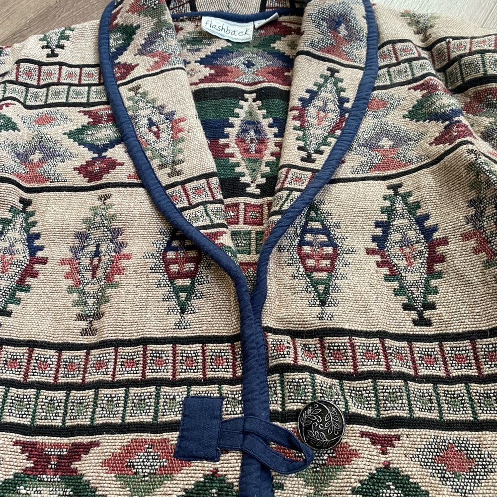 Vintage flashback bohemian cotton jacket ✨ Terry cloth cropped. vintage size l - Picture 3 of 7